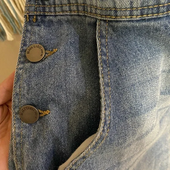 Black Label Distressed Medium Wash Overalls - Picture 4 of 6